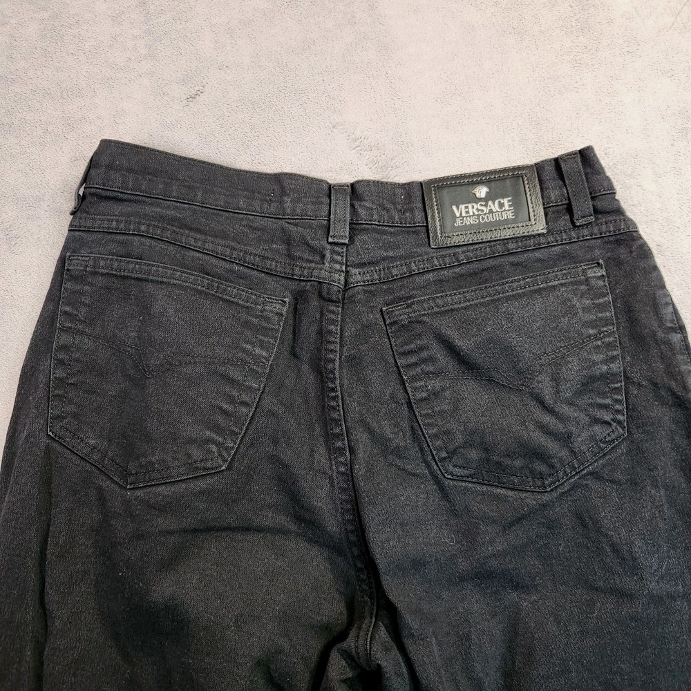 Vintage Versace Jeans Couture Black Straight Leg Denim Jeans Italy 90s 31 x 33